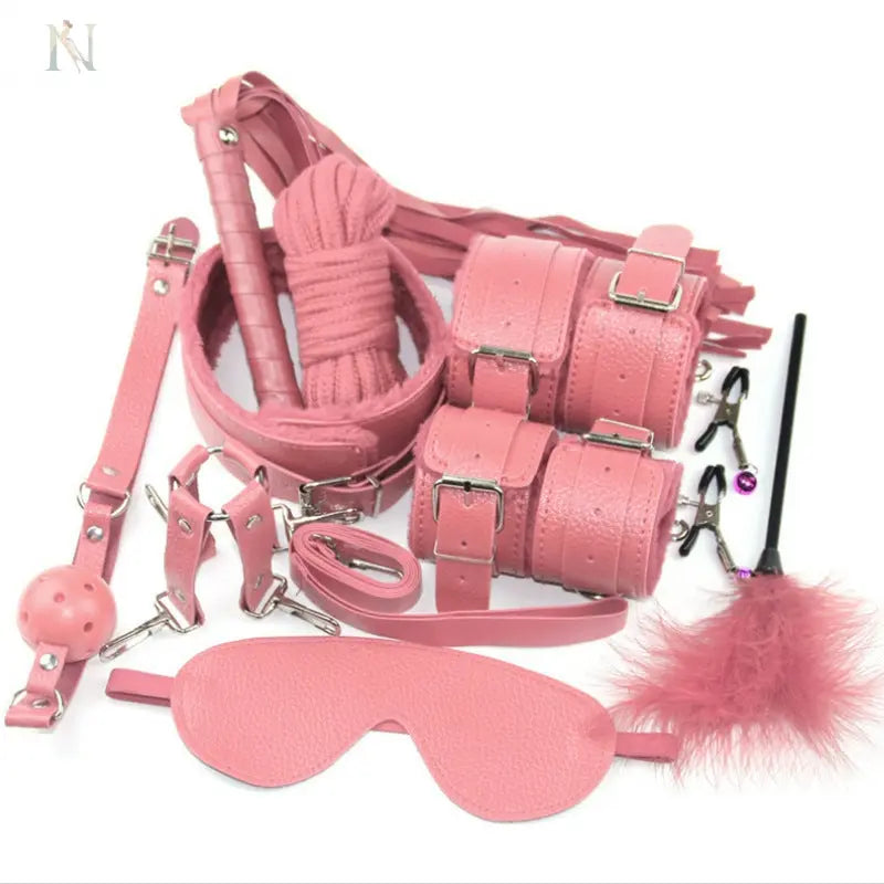 10-Piece Romantic Play Set – Plush & Faux Leather Accessories cj