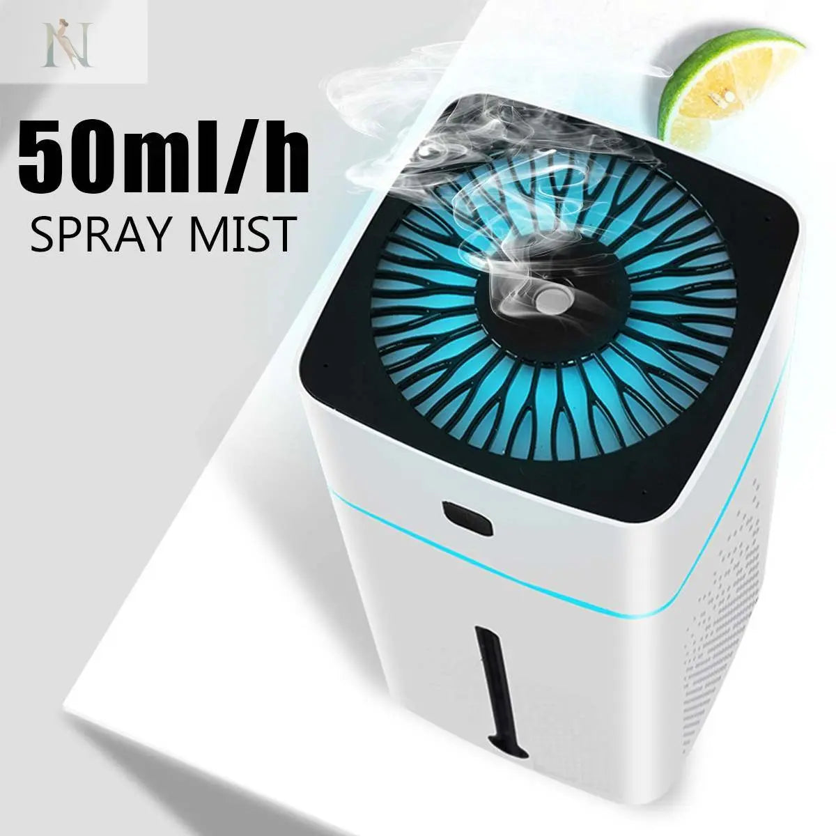 1000ml Air Purifier & Humidifier with 7-Color LED Light – USB Powered null