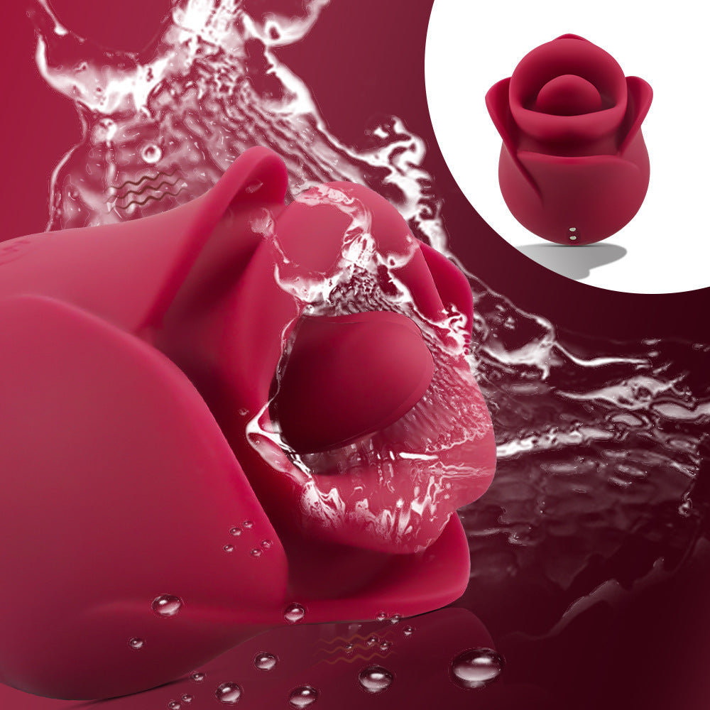 Bite Tongue Licking Red Lips Rose Vibrators Loving Joy