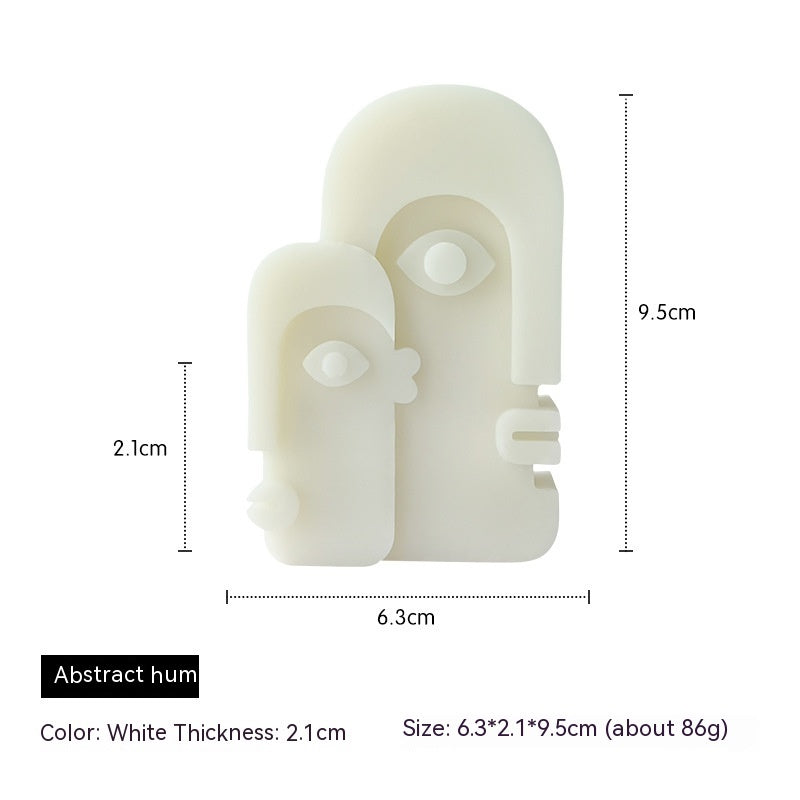 Abstract Face Aromatherapy Candle – White Beeswax Scented Decor Loving Joy