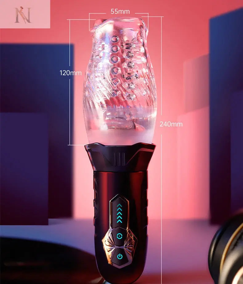 Automatic Rotating Masturbation Cup – Transparent Textured Sleeve cj
