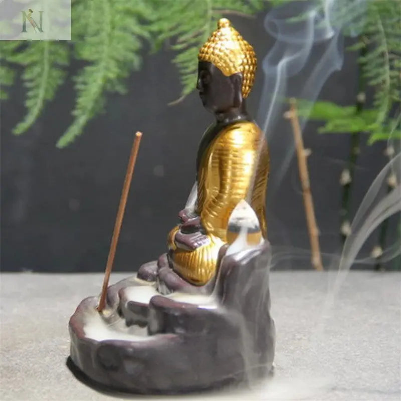 Buddha Ceramic Backflow Incense Burner – Zen Aromatherapy Decor null