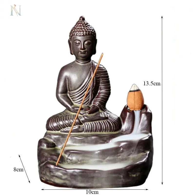 Buddha Ceramic Backflow Incense Burner – Zen Aromatherapy Decor null