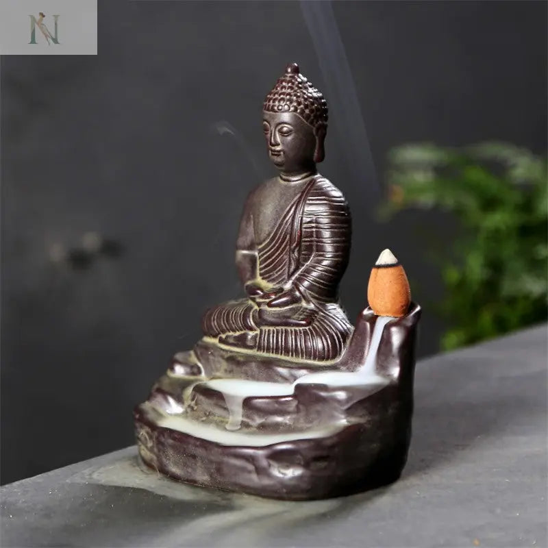 Buddha Ceramic Backflow Incense Burner – Zen Aromatherapy Decor null