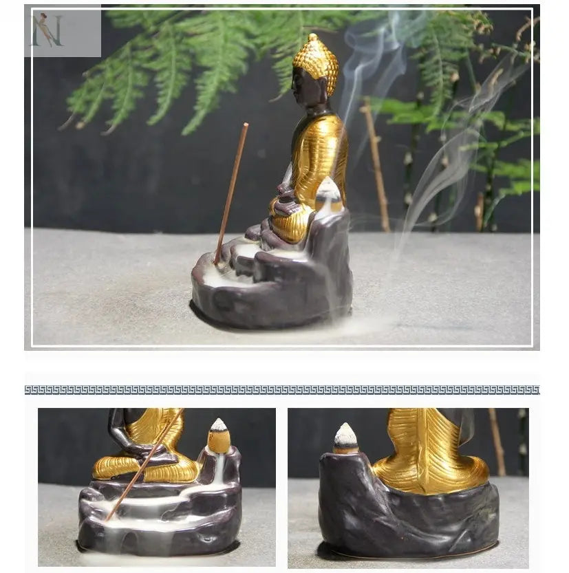 Buddha Ceramic Backflow Incense Burner – Zen Aromatherapy Decor null
