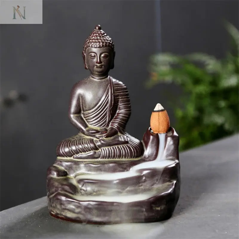 Buddha Ceramic Backflow Incense Burner – Zen Aromatherapy Decor null