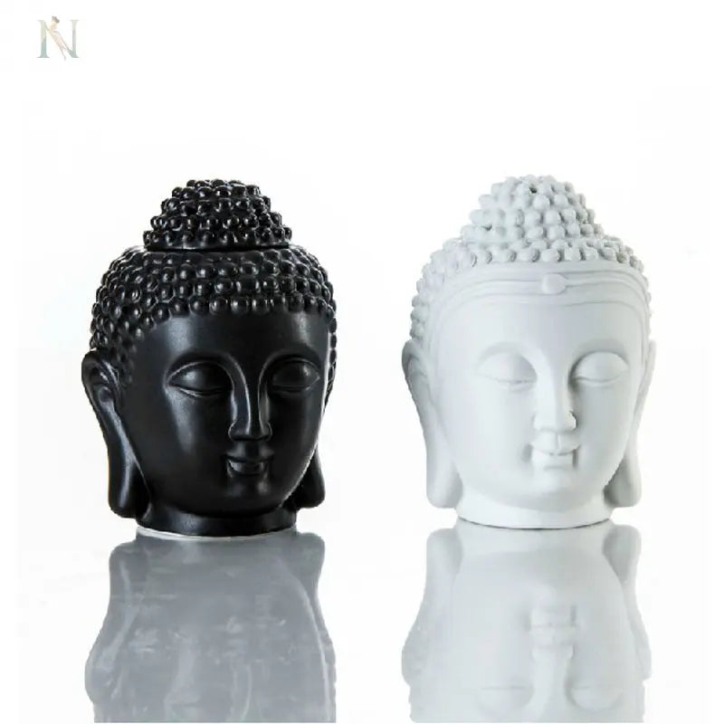 Buddha Head Ceramic Aromatherapy Oil Burner – Candle Holder for Home & Yoga Decor cj