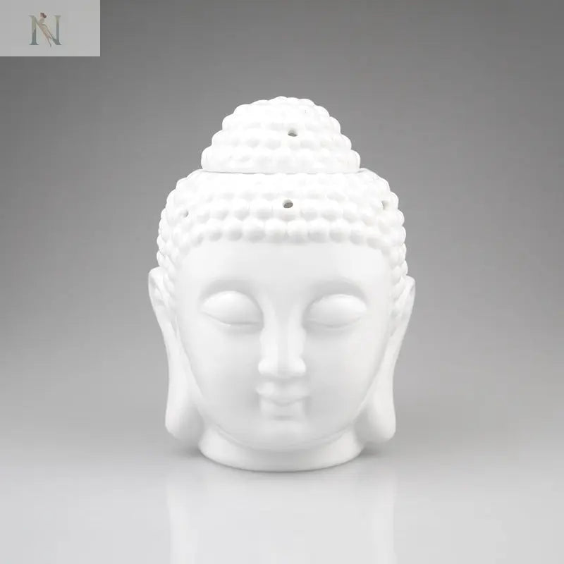 Buddha Head Ceramic Aromatherapy Oil Burner – Candle Holder for Home & Yoga Decor cj