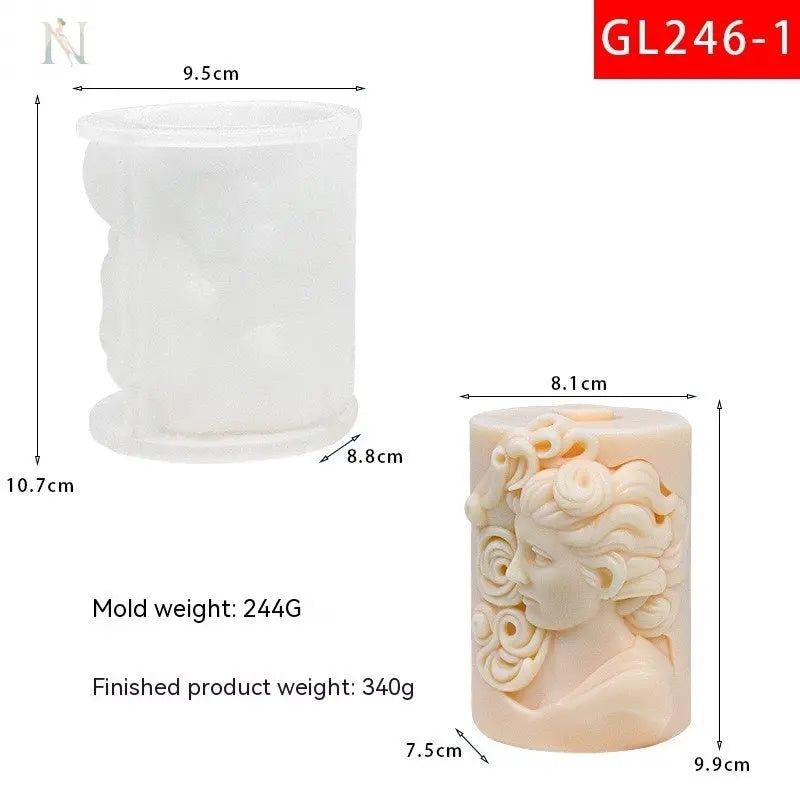 Classical Portrait Silicone Mold for DIY Aromatherapy Candles cj
