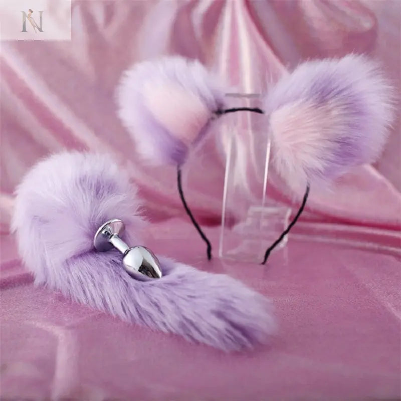 Faux Fur Tail Plug & Hair Clip Set – Sensual Costume Accessory cj