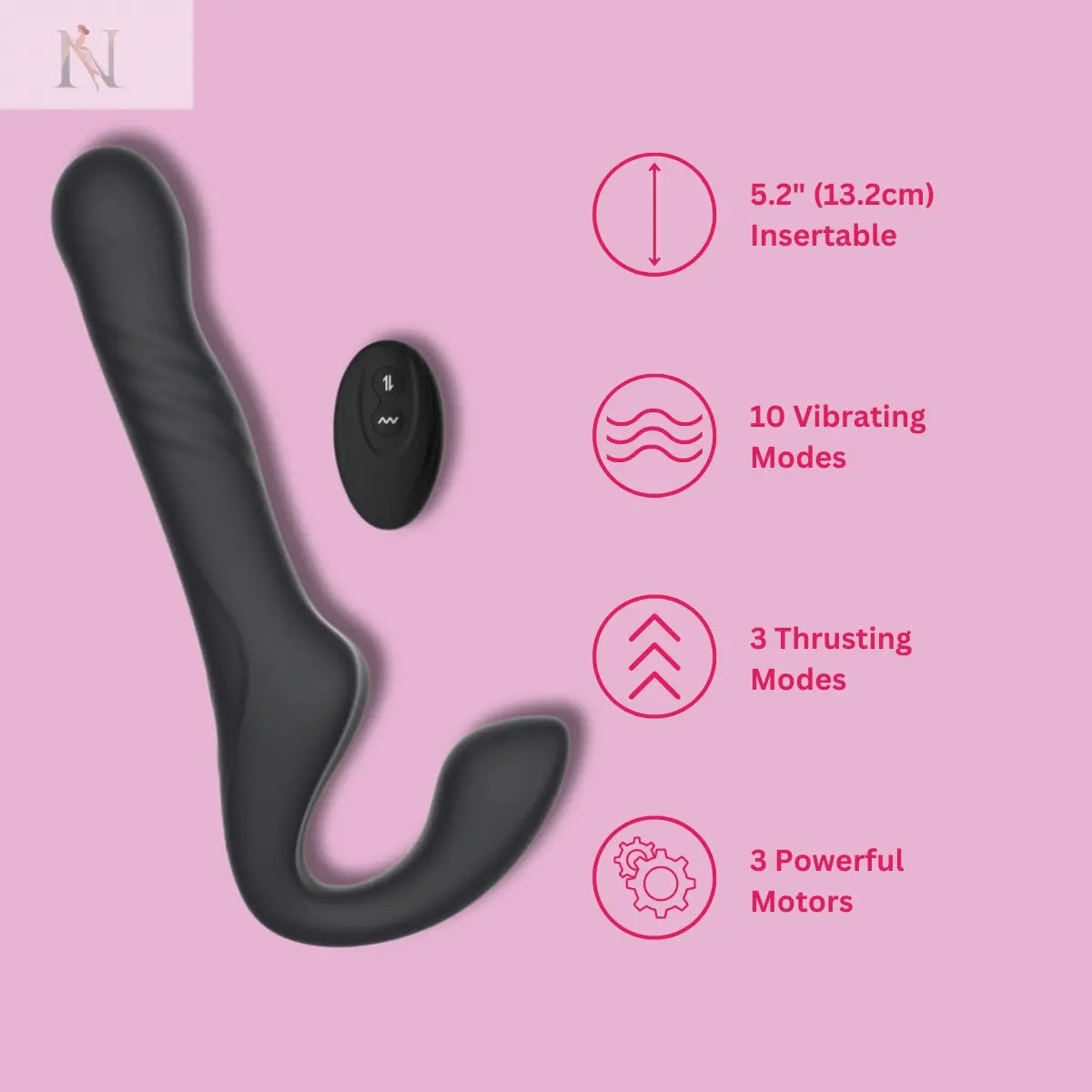 -8-Mina Surge Remote Thrusting & Vibrating Strapless Strap On-8