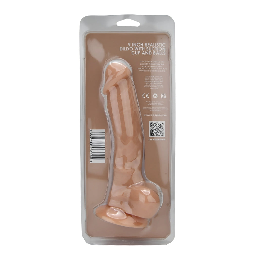 -7-Loving Joy 9 Inch Realistic Silicone Dildo with Suction Cup and Balls Vanilla-7