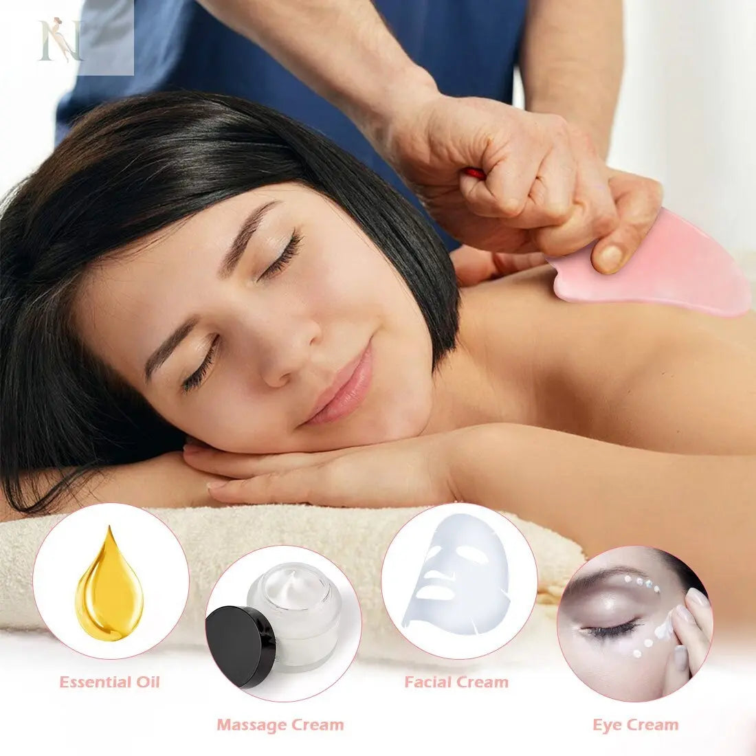 Natural Rose Quartz Gua Sha Massage Tool – Whole Body Facial Stone null