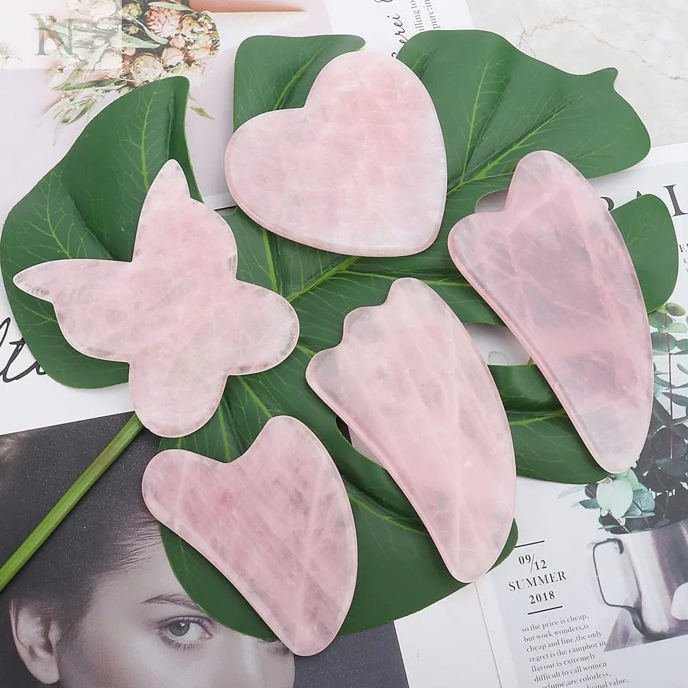 Natural Rose Quartz Gua Sha Massage Tool – Whole Body Facial Stone null