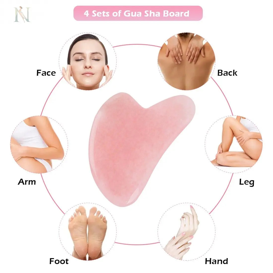Natural Rose Quartz Gua Sha Massage Tool – Whole Body Facial Stone null