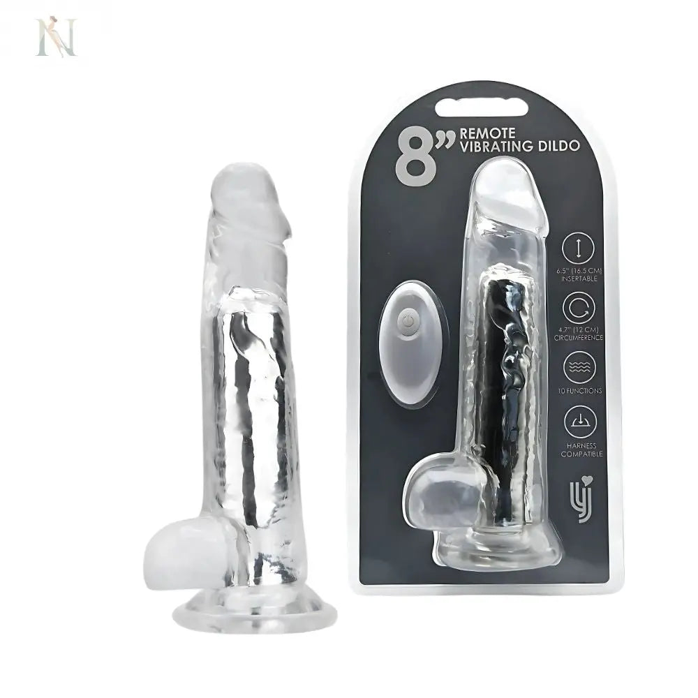 Remote Controlled 8" Vibrating Dildo – USB Rechargeable - Nudirra
