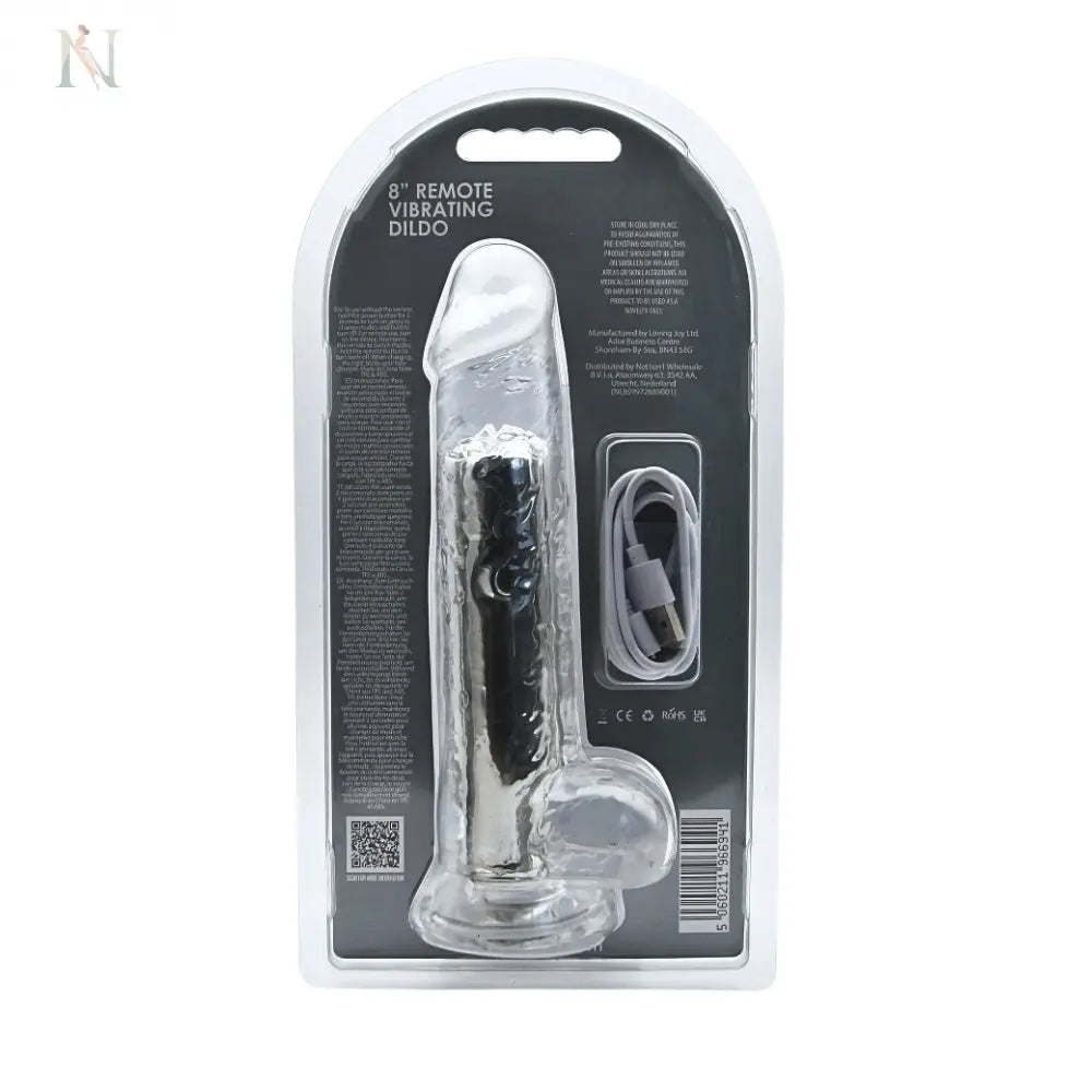 Remote Controlled 8" Vibrating Dildo – USB Rechargeable - Nudirra