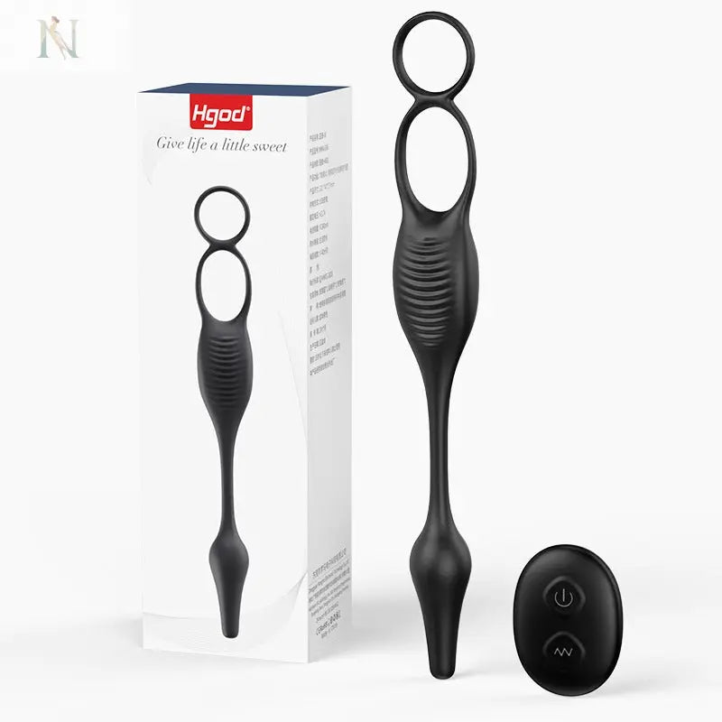 Remote-Controlled Dual Motor Vibrating Penis Ring with Anal Plug – 7 Modes cj
