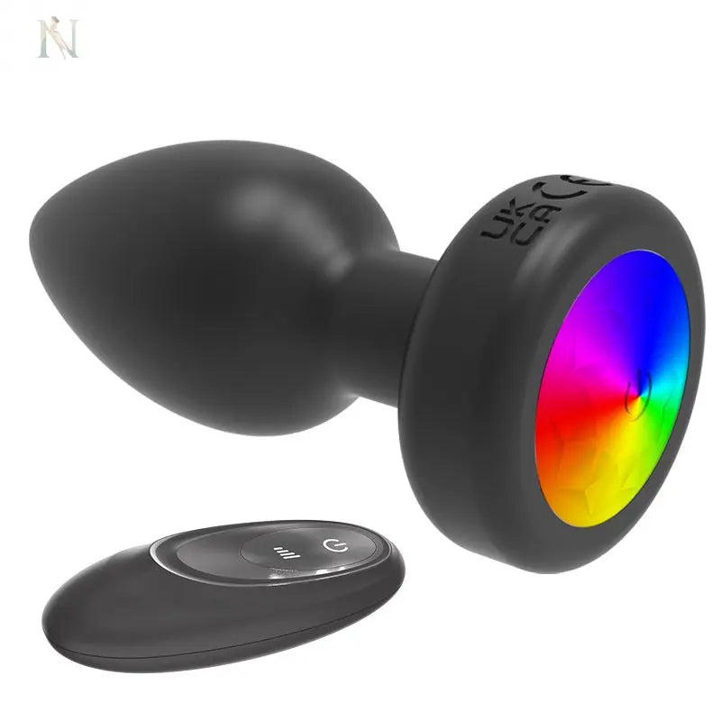 Remote-Controlled Vibrating Silicone Butt Plug with LED Light – Black cj
