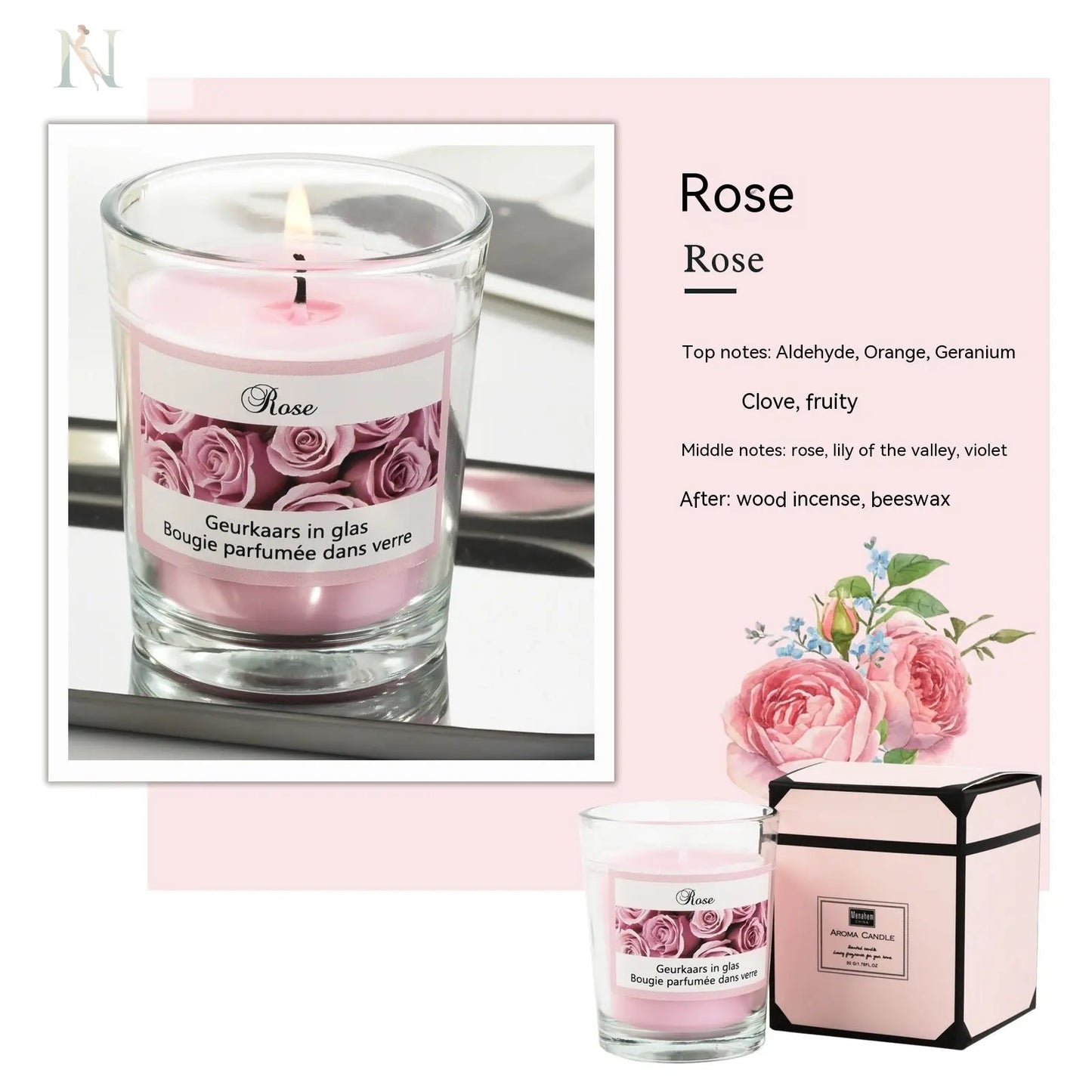 Romantic Glass Soy Wax Candle – Plant-Based Aromatherapy Gift null