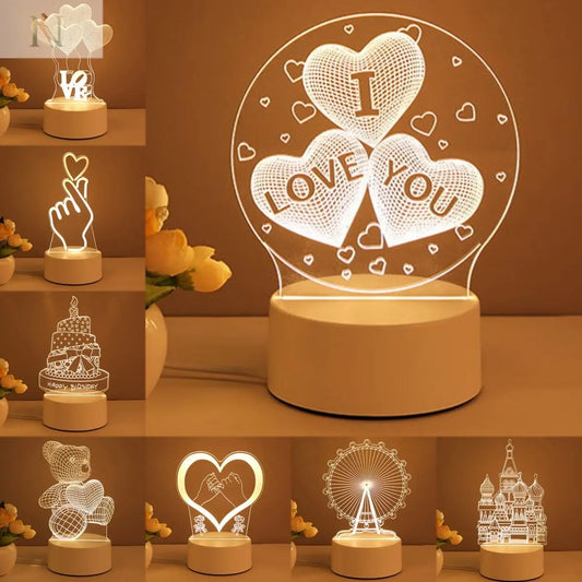 3D Acrylic LED Night Light – USB Neon Sign Lamp for Room Decor & Gifts null