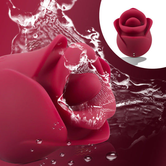 Bite Tongue Licking Red Lips Rose Vibrators Loving Joy