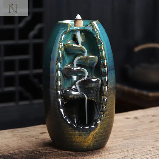 Antique Ceramic Backflow Incense Burner – Smoke Waterfall Style | Relaxing Aromatherapy null