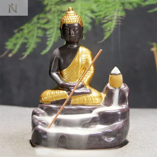 Buddha Ceramic Backflow Incense Burner – Zen Aromatherapy Decor null