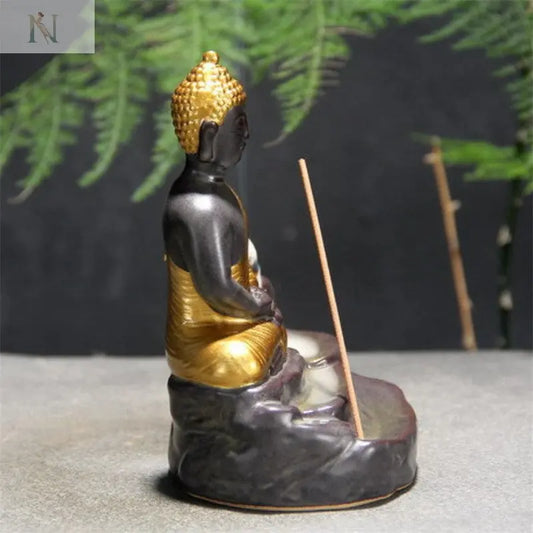 Buddha Ceramic Backflow Incense Burner – Zen Aromatherapy Decor null