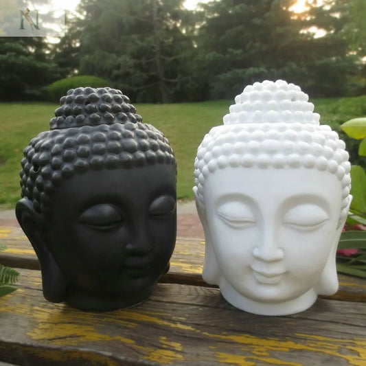 Buddha Head Ceramic Aromatherapy Oil Burner – Candle Holder for Home & Yoga Decor cj