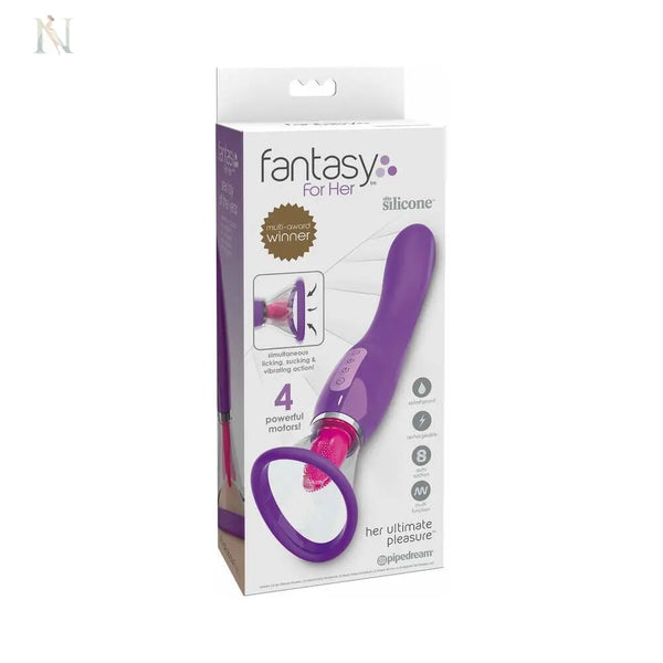 Fantasy For Her Her Ultimate Pleasure Dual-Ended Vibrator With Licking Suction Purple Pipedream