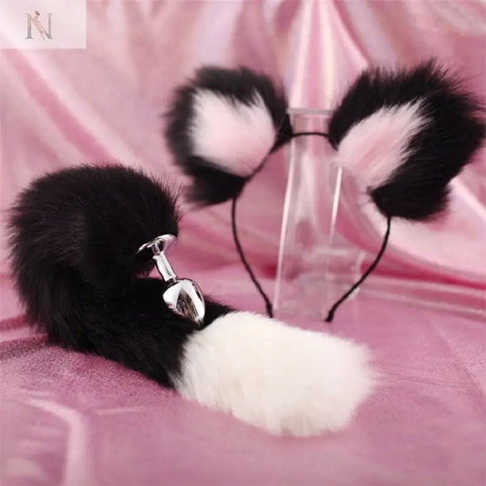 Faux Fur Tail Plug & Hair Clip Set – Sensual Costume Accessory cj