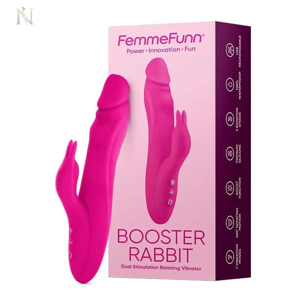 FemmeFunn Vortex Booster Rabbit Rechargeable Silicone Dual Stimulation Rotating Vibrator Pink FemmeFunn
