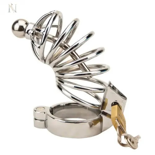 -3-Impound Corkscrew Male Chastity Device with Penis Plug-3