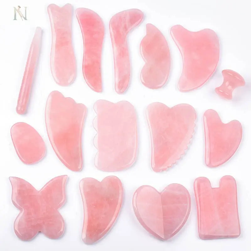Natural Rose Quartz Gua Sha Massage Tool – Whole Body Facial Stone null