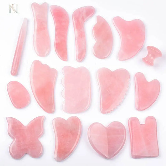 Natural Rose Quartz Gua Sha Massage Tool – Whole Body Facial Stone null