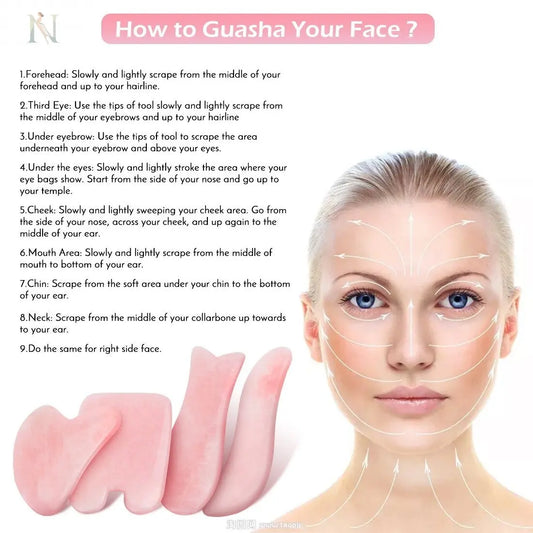 Natural Rose Quartz Gua Sha Massage Tool – Whole Body Facial Stone null