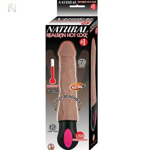 -1-Realistic Warming 7 inch Vibrating Dildo Brown-1