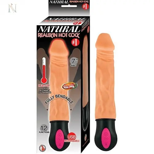 --Realistic Warming 7 inch Vibrating Dildo Flesh-