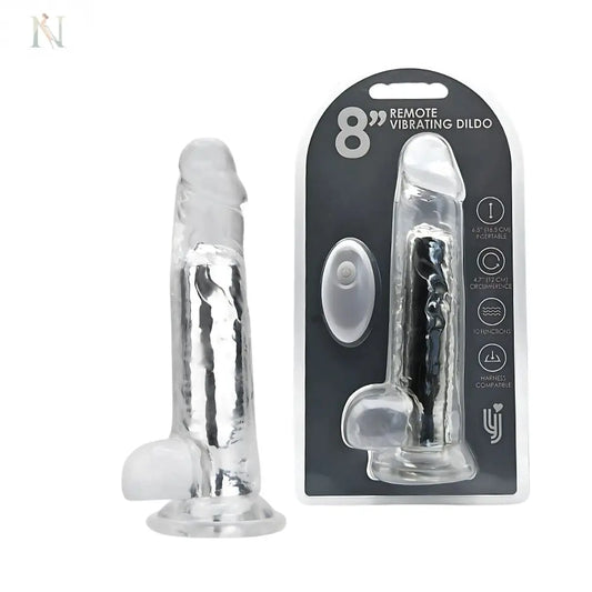Remote Controlled 8" Vibrating Dildo – USB Rechargeable - Nudirra
