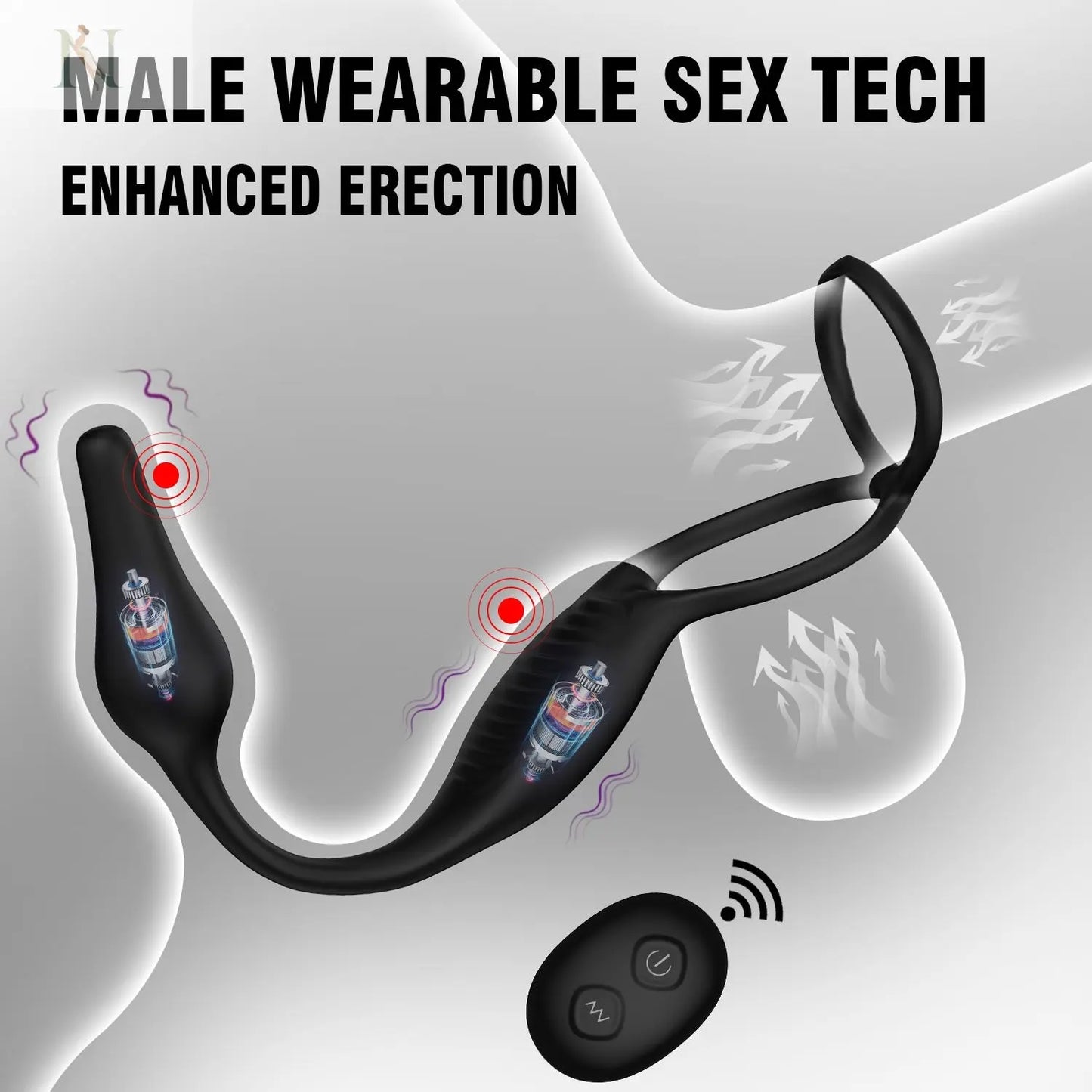Remote-Controlled Dual Motor Vibrating Penis Ring with Anal Plug – 7 Modes cj
