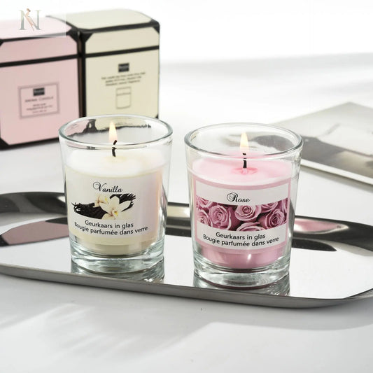 Romantic Glass Soy Wax Candle – Plant-Based Aromatherapy Gift null
