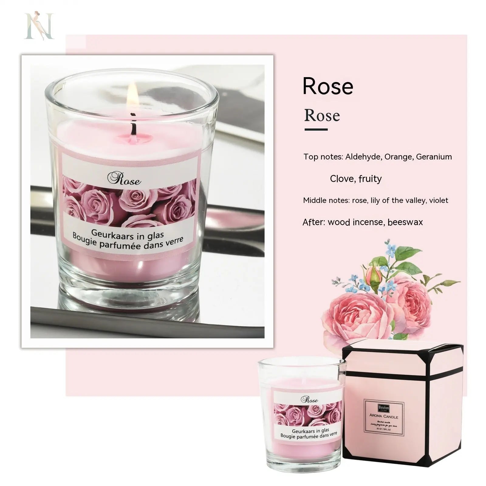 Romantic Glass Soy Wax Candle – Plant-Based Aromatherapy Gift null