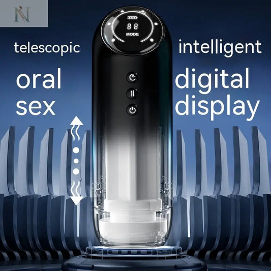 Smart Telescopic Masturbator – LCD Display, Heating & Vibration cj
